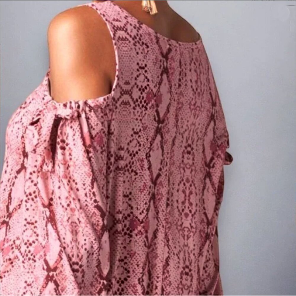 New Venus Lascana Pink Python Print Cold Shoulder… - image 3